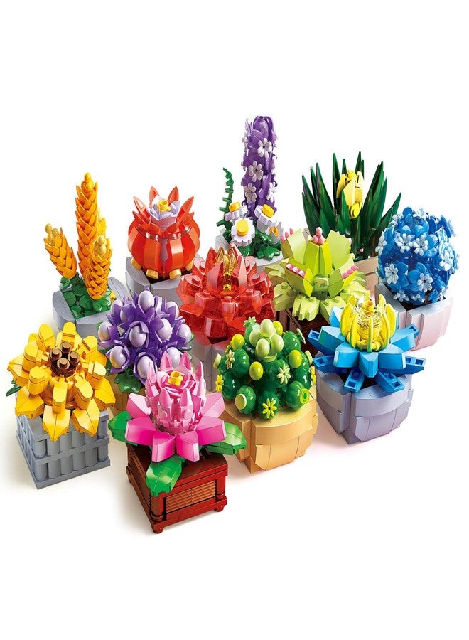 GEVINST Succulents Set for Adults Building Sets, 12 Plants, Home Decor, Birthday Gifts for Women, Creative Housewarming Gifts, Botanical Collection, Flowers Succulents Artificial Plant Kit (1174 piece) - Image 1